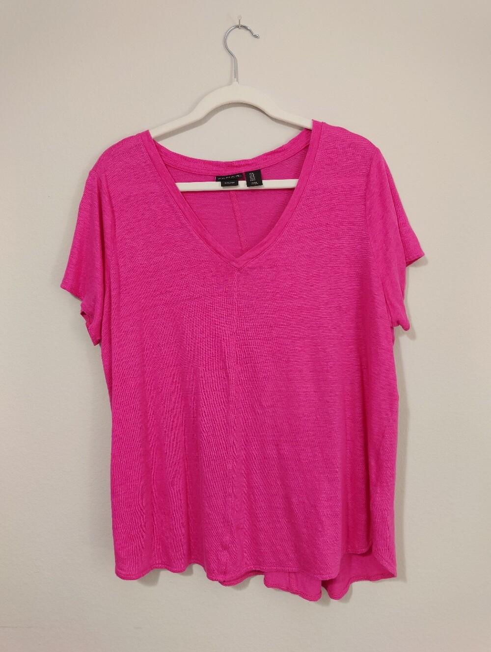 Tahari Bright Pink Linen T Shirt Plus Size 1X